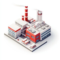 3D Render of a factory with a simple design and clear sections for different manufacturing tasks