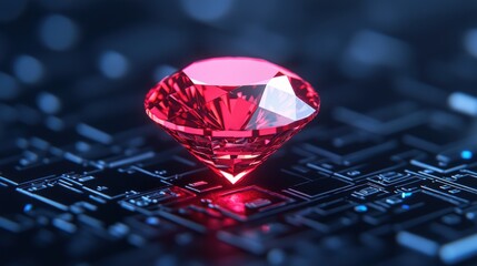 Futuristic Diamond Health Monitor Holographic Interface with Copy Space, 8K High Detail - Modern Wellness Technology Visualization Concept