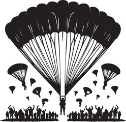 Parachute silhouette vector style with white background