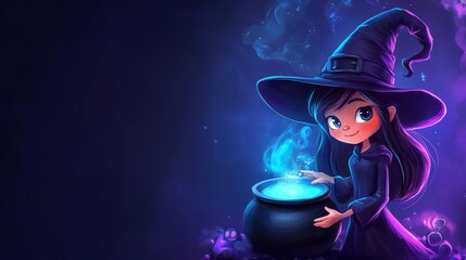 A cute witch brewing a potion