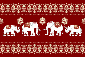 A seamless background featuring elephants silhouettes, perfect for seasonal cards and festive designs,elephants pattern,traditional ethnic, fabric pattern for textiles, rugs, wallpaper, clothing
