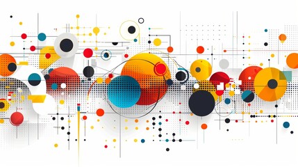 Obraz premium Abstract flat vector background with colorful geometric shapes and lines on a white background