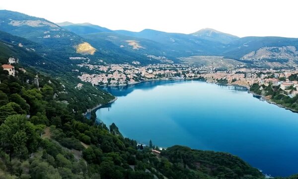 Lake Orestiada Kastoria Greece, region of Macedonia, aerial nature