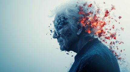 World Alzheimer's Day Poster with Fragmented Elderly Silhouette