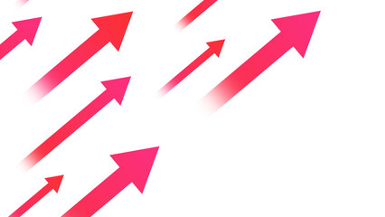 右斜め上に進む矢印のイラスト　