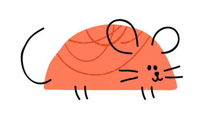 Cute funny mouse in doodle geometric style. Adorable rat, baby character, semi-circle shape. Rodent animal. Modern kids childish flat graphic vector illustration isolated on white background