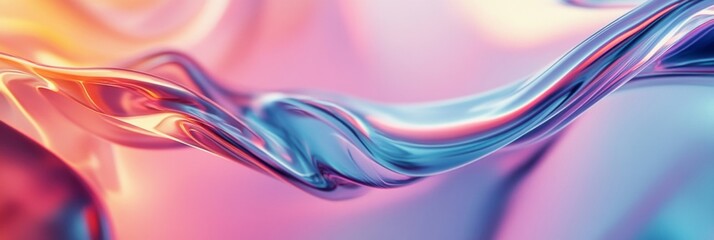 Fototapeta premium Abstract Liquid Forms Holographic 3D Wave Background: A Mesmerizing Abstract Art Canvas for Immersive Experiences.
