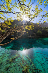 Five Flower Lake in Jiuzhai Valley National Park, Sichuan, China