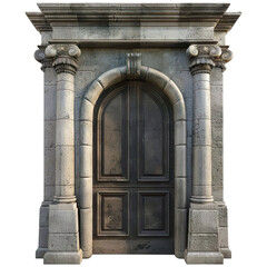Obraz premium Elements of architectural decorations of buildings, windows and arches on the streets in Catalonia, public places Isolated on transparent background. 3d illustration.