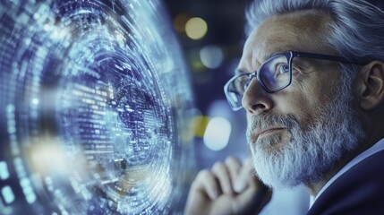 Man Contemplating Digital World