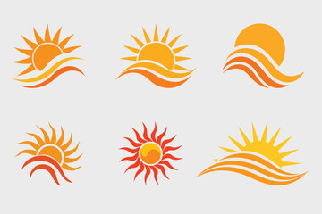 Obraz premium Sunset Logo Icon Design with Animal Silhouette - Geometric, Cartoon, Kawaii, Mascot Art - Vector Illustration