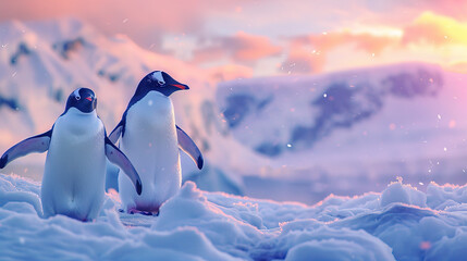 Fototapeta premium Penguins in winter