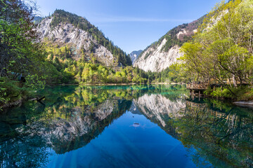 Five Flower Lake in Jiuzhai Valley National Park, Sichuan, China