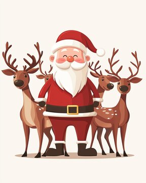 Santa Claus and reindeer sticker set, 3D realistic High quality image files, and festive, perfect for Christmas decorations,