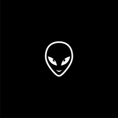 Extraterrestrial alien face or head icon isolated on dark background