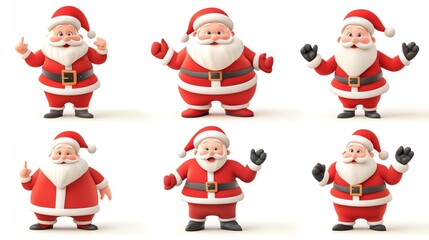 Santa Claus set Stickers , isolated on a white background, 3D realistic High quality image files,,
