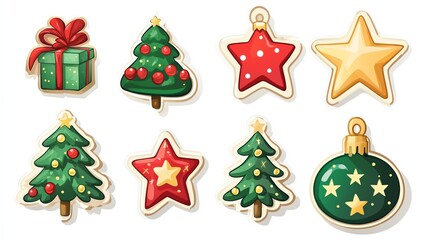 Naklejka premium 3D realistic High quality image files, Christmas ornament sticker, isolated on white background, vector illustration