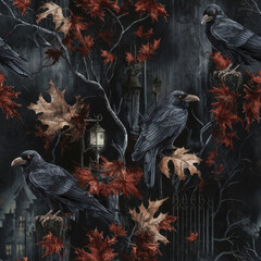 Gothic Noir Winter: A Dark and Moody Winter Pattern with a Gothic Twist, A seamless pattern