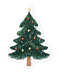 Fototapeta premium Christmas tree sticker set, simple and clean design, perfect for holiday crafts,