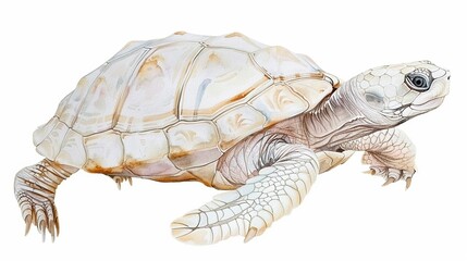 Fototapeta premium Albino turtle with unique coloring,Clipart, watercolor illustration, Perfect for nursery art The style is hand drawn, white background
