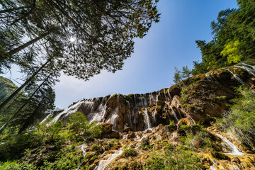 Pearl Shoal Waterfall in Jiuzhai Valley National Park, China