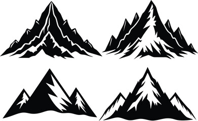 Obraz premium Vector silhouette art of Mountain set 