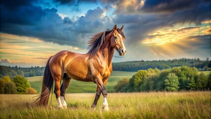 Fototapeta premium Majestic horse in a field during the year of the horse, equine, symbol, Chinese zodiac, gallop, Animal, year