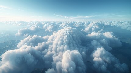 Naklejka premium Fluffy white clouds hovering over a vast blue sky during the daytime