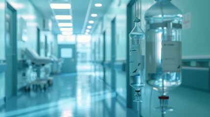 Intravenous Drip in Hospital Corridor