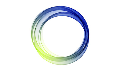 Round blue yellow transparent wave on white background, design element
