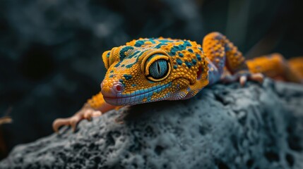 Close-up of a Leopard Gecko on a Rock
