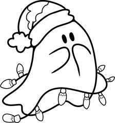 holding, minimalist, holiday season, cartoon, sticker, printable, beige, print, black thin lines, winter, cute, ghost, beverage, vector, christmas, drink, spooky, coffee, illustration, mug