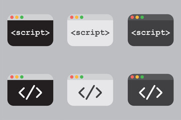 Icons Set. Vector illustration of a icon script HTML on a white background