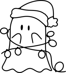 holding, minimalist, holiday season, cartoon, sticker, printable, beige, print, black thin lines, winter, cute, ghost, beverage, vector, christmas, drink, spooky, coffee, illustration, mug