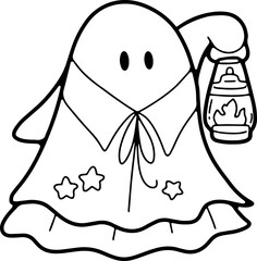 holding, minimalist, holiday season, cartoon, sticker, printable, beige, print, black thin lines, winter, cute, ghost, beverage, vector, christmas, drink, spooky, coffee, illustration, mug