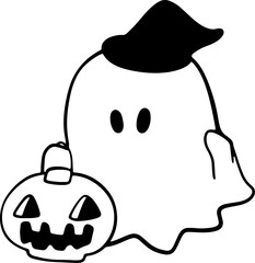 holding, minimalist, holiday season, cartoon, sticker, printable, beige, print, black thin lines, winter, cute, ghost, beverage, vector, christmas, drink, spooky, coffee, illustration, mug