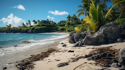 beach with palm trees 