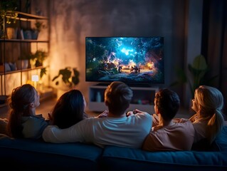 Fototapeta premium people watching tv in cinema