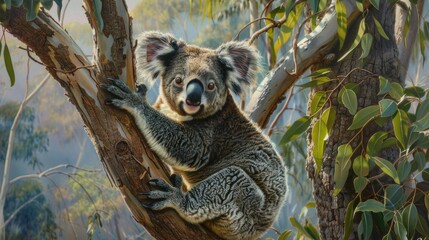 Obraz premium Koala in a Eucalyptus Tree