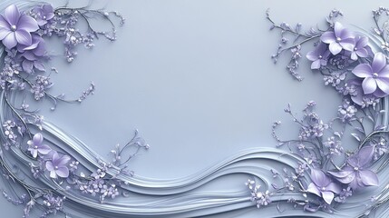 Art Nouveau border frame with playful floral patterns, flowing ribbons, highly detailed, harmonious