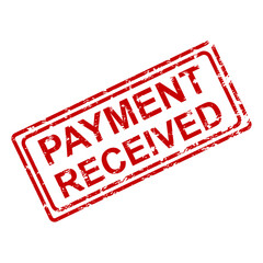 Payment received rubber stamp, vector of received invoice, paid receipt, loan bill or salary, financial paying, wages and debt illustration