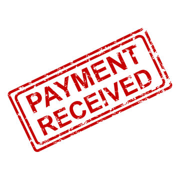Payment received rubber stamp, vector of received invoice, paid receipt, loan bill or salary, financial paying, wages and debt illustration