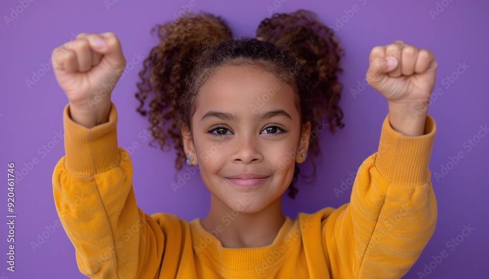 Wall mural Teenager Brazilian girl over isolated purple background celebrating a victory 