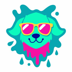 Dog logo design vector art illustration. Dog with sunglasses icon illustration.
