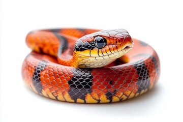 Naklejka premium Red black striped snake isolated on white background