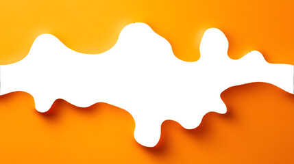 Fototapeta premium A bold abstract background with a central hole in the shape of a puzzle piece on a bright orange paper, frame, PNG film, hole with transparent background