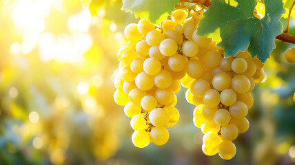 Obraz premium Juicy white grapes with yellow hues