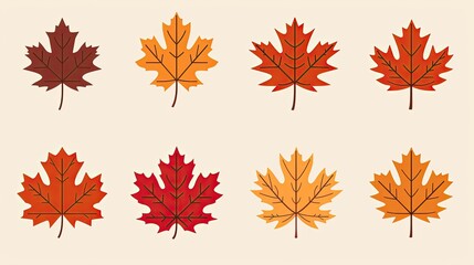 Fototapeta premium A vibrant collection of autumn leaves in various shades of red, orange, and yellow, perfect for seasonal designs.