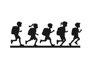 back to school kid. kids running to school with bags. primary school student walking. good use for symbols, logos, icons, mascots, signs, or any design you want.