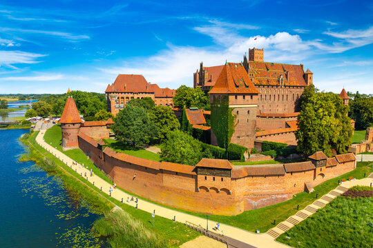 The Castle of the Teutonic Order in Malbork by the Nogat river. Poland
